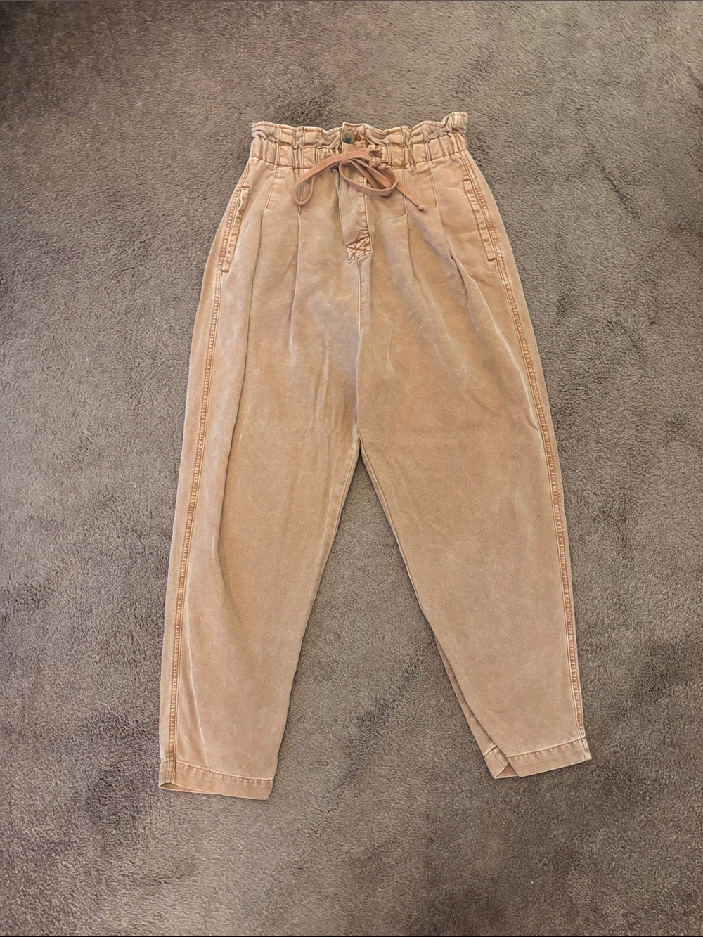 Free People Taupe Paperbag Waist Pants